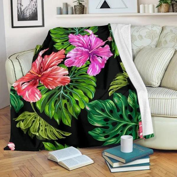 Monstera Hibiscus Hawaii Pattern Cl06120659mdf  Blanket 1628758307146.jpg