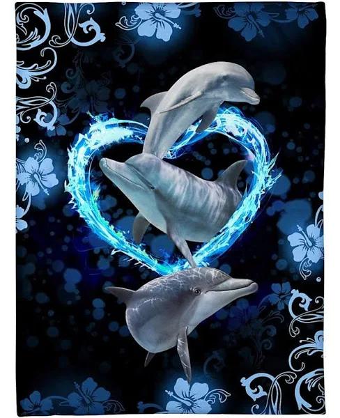 Dolphin Blanket, 3d Huge Dolphin Ocean Super Soft Plush Fleece Blanket 1628820091020.jpg