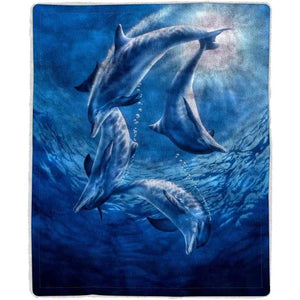 Sherpa Fleece Throw Blanket- Ocean Dolphin Print Pattern, Lightw 1628820093382.jpg