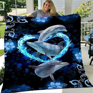 Dolphin Blanket, 3d Huge Dolphin Ocean Super Soft Plush Fleece Blanket 1628822528384.jpg