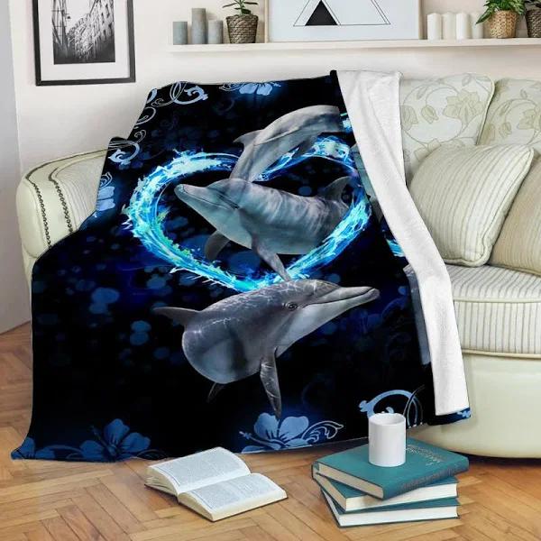 Dolphin Blanket, 3d Huge Dolphin Ocean Super Soft Plush Fleece Blanket 1628822599647.jpg