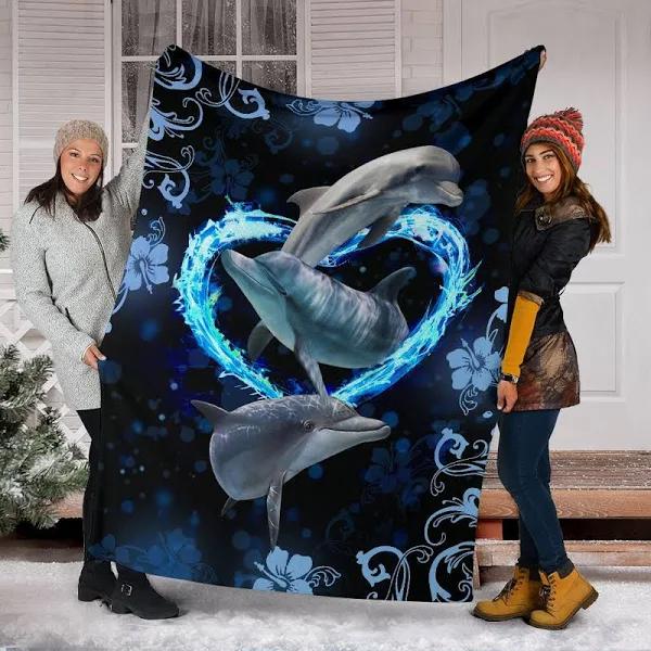 Dolphin Blanket, 3d Huge Dolphin Ocean Super Soft Plush Fleece Blanket 1628822599760.jpg