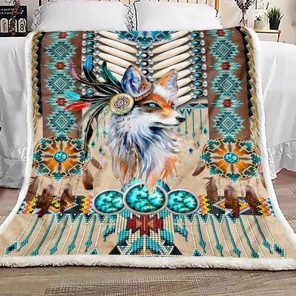 Native American Fox Fleece Blanket - Quilt Blanket 1628822812989.jpg