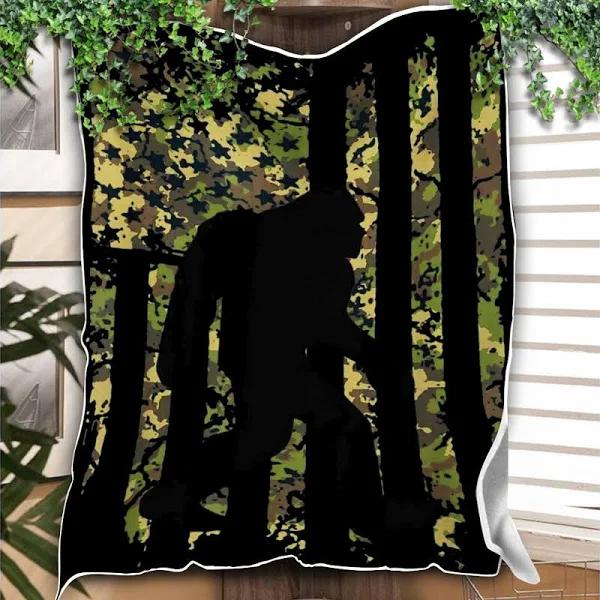 Customs Blanket Bigfoot I Believe Sasquatch Patriot American Flag Blanket - Fleece Blanket, Medium 1628827146552.jpg