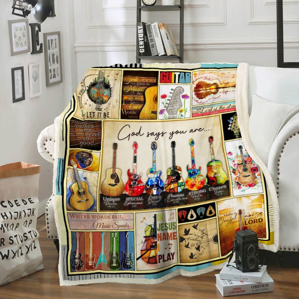 Guitar, God Says You Are Blanket Gift For Guitar Lover Family Home Decor Bedding Couch Sofa Soft And Comfy Cozy 1629104857696.jpg