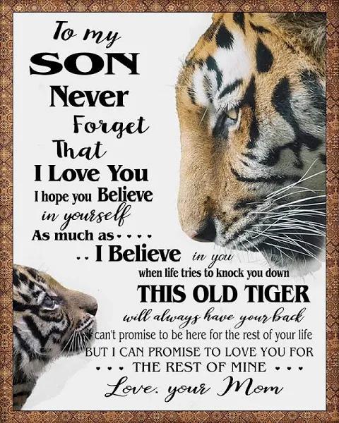 Gift For Son Blanket, To My Son Never Forget That I Love You Mom Tigers - Love From Mom 1629169242505.jpg