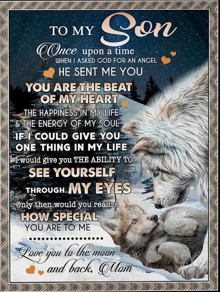 To My Son Once Upon A Time When I Asked God For An Angel Fleece Blanket Gift For Son From Mom Home Decor Bedding Couch Sofa Soft And Comfy Cozy 1629173170694.jpg