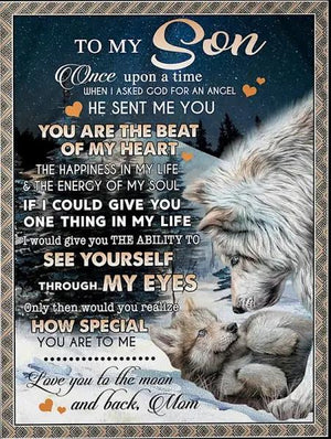 To My Son Once Upon A Time When I Asked God For An Angel Fleece Blanket Gift For Son From Mom Home Decor Bedding Couch Sofa Soft And Comfy Cozy 1629173170694.jpg