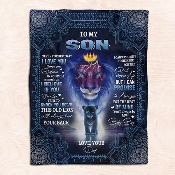 To My Son This Old Lion Will Always Have Your Back Fleece Blanket Gift For Son From Dad Home Decor Bedding Couch Sofa Soft And Comfy Cozy 1629183875063.jpg