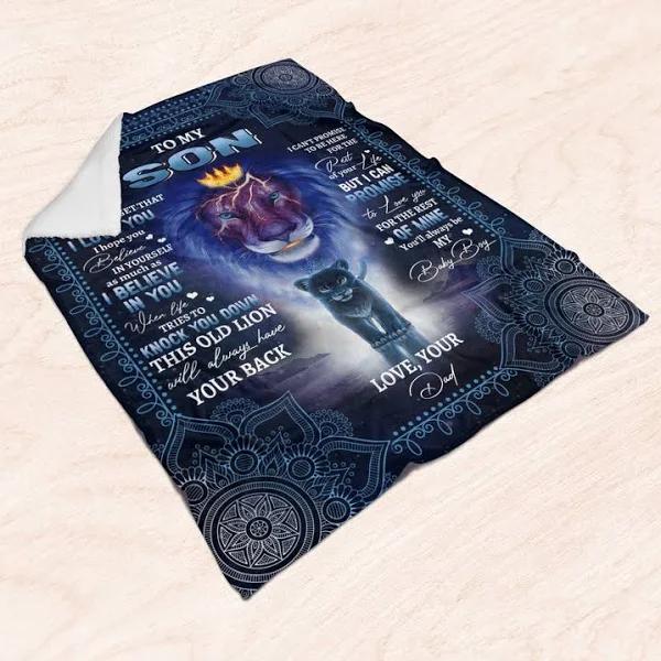 To My Son This Old Lion Will Always Have Your Back Fleece Blanket Gift For Son From Dad Home Decor Bedding Couch Sofa Soft And Comfy Cozy 1629183875314.jpg