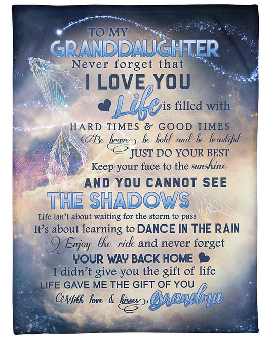 To My Granddaughter Love And Kisses From Grandma Never Forget That I Love You Blanket Gift For Family Home Decor Bedding Couch Sofa Soft And Comfy Cozy 1629190511556.jpg