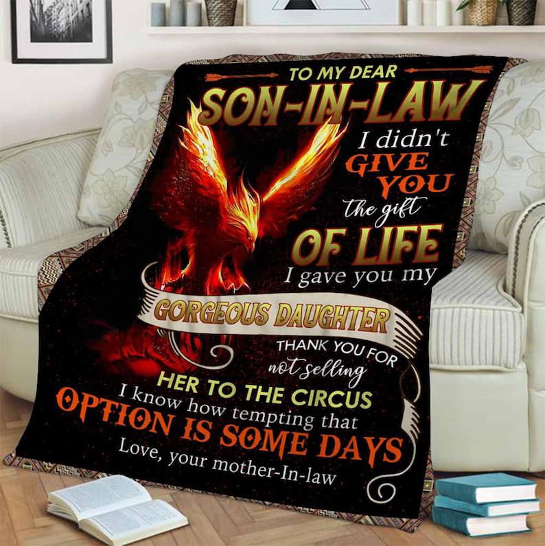 To My Son In Law Fire Bird Blankets ,Fleece Blanket,Mink Blanket,Sherpa Blanket,Gift For Son from Mom Birthday Home Decor Bedding Couch Sofa Soft and Comfy Cozy 1629259914128.jpg
