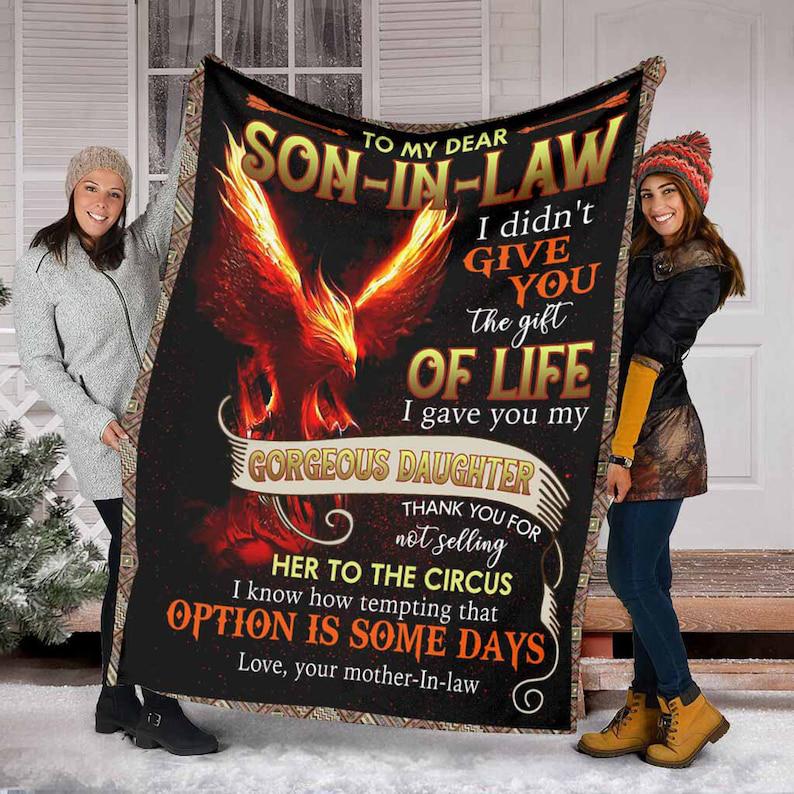 To My Son In Law Fire Bird Blankets ,Fleece Blanket,Mink Blanket,Sherpa Blanket,Gift For Son from Mom Birthday Home Decor Bedding Couch Sofa Soft and Comfy Cozy 1629259915646.jpg
