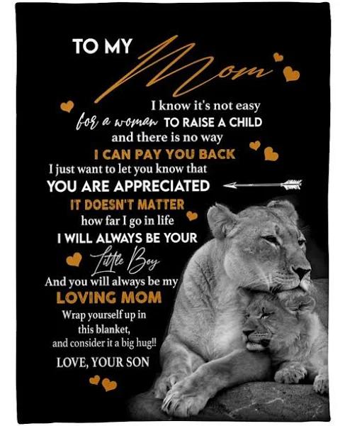 To My Mom You Are Appreciated Lions Fleece Blanket Gift For Mom From Son Home Decor Bedding Couch Sofa Soft And Comfy Cozy 1629280018734.jpg