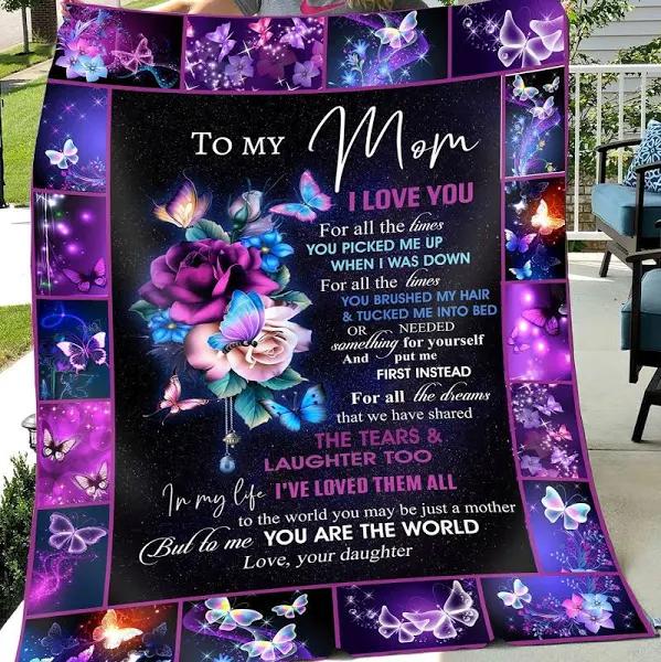 To My Mom I Love You For All The Times Butterfly Fleece Blanket Gift For Mom From Daughter Home Decor Bedding Couch Sofa Soft And Comfy Cozy 1629280320345.jpg