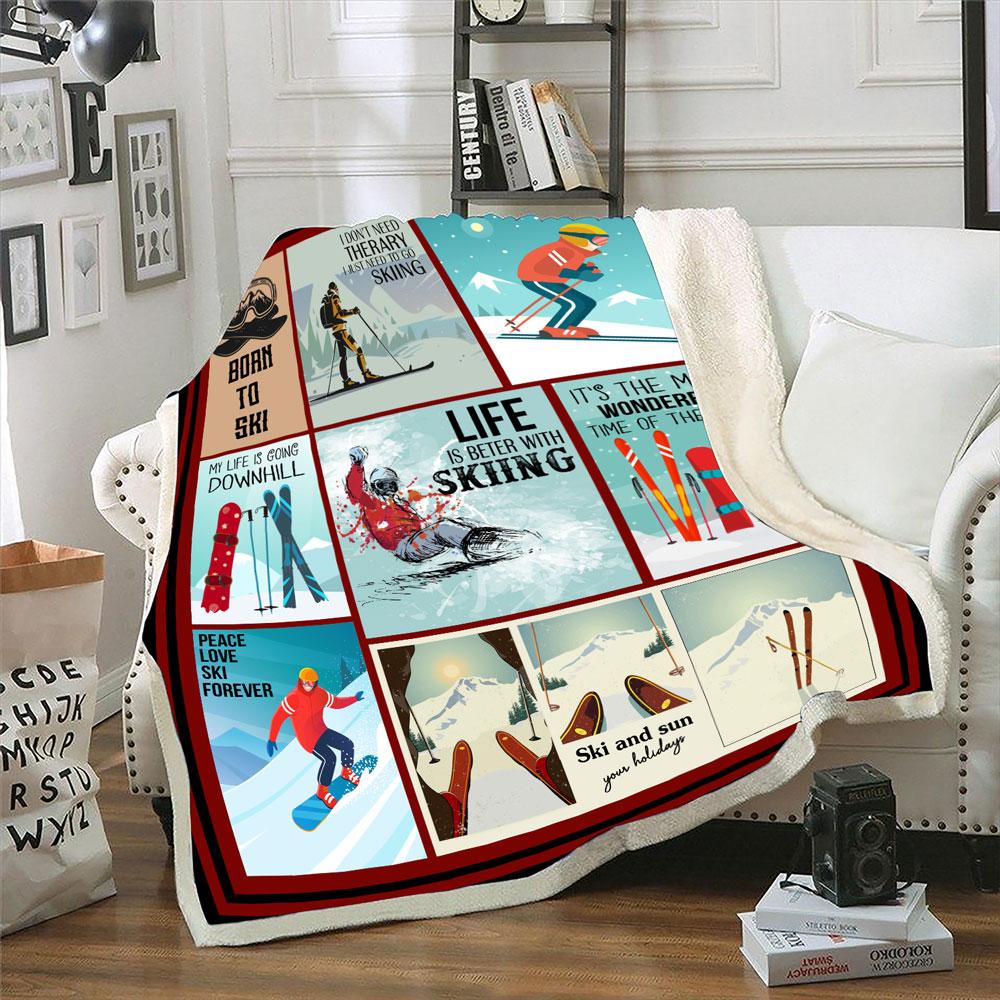 Life Is Better With Skiing Funny Ski Skier Blanket Gift For Skiers Birthday Gift Home Decor Bedding Couch Sofa Soft And Comfy Cozy 1629339426080.jpg