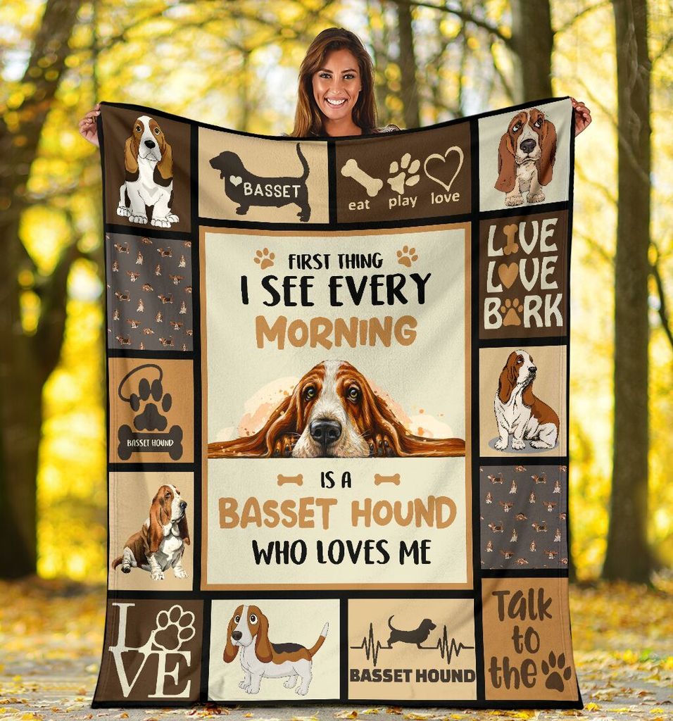 First Thing I See Every Morning Basset Hound Blanket Gift For Dog Lovers Birthday Gift Home Decor Bedding Couch Sofa Soft And Comfy Cozy 1629339856042.jpg