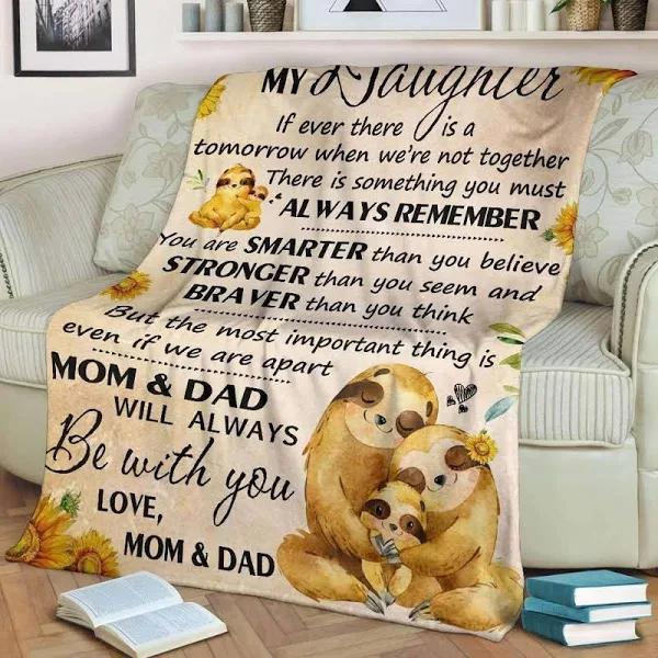 Sloth's Family To Our Daughter Fleece Blanket Home Decor Bedding Couch Sofa Soft And Comfy Cozy 1629340434188.jpg