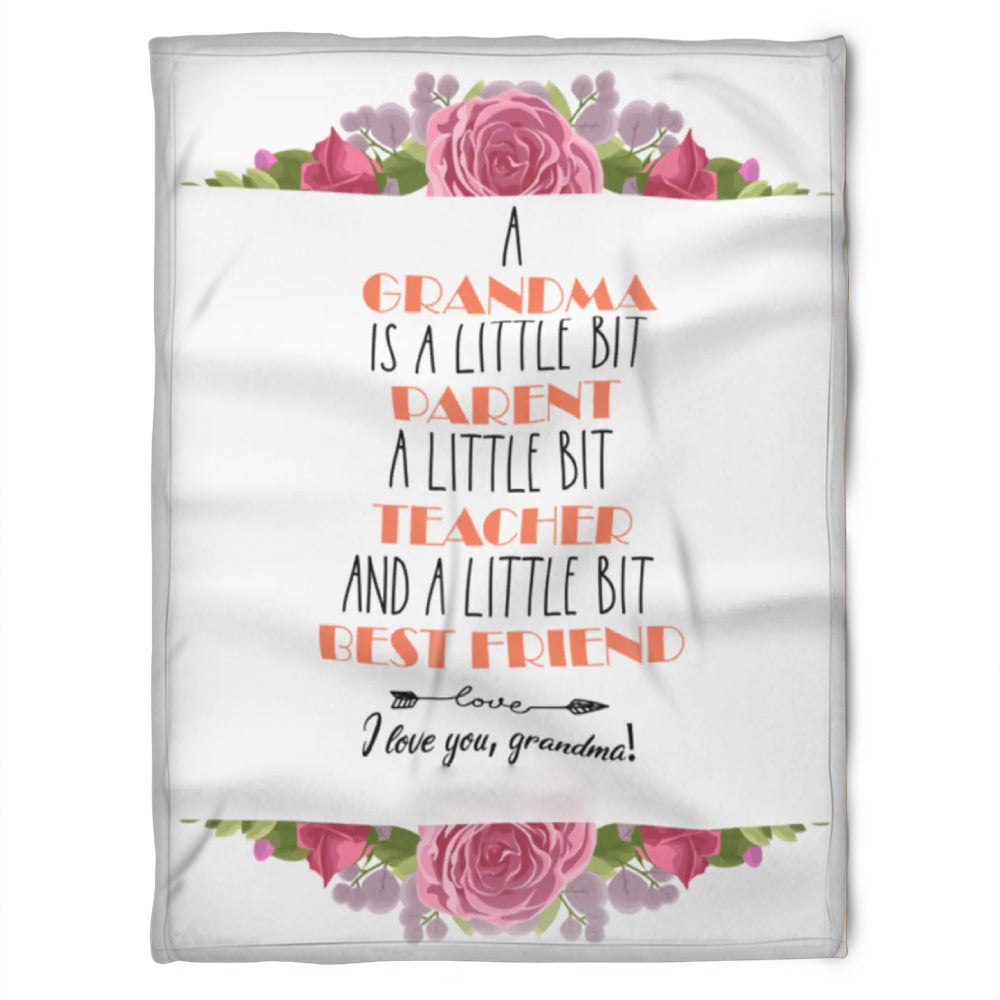 To My Grandma Is A Little Bit Parent A Little Bit Teached Fleece Blanket Gift For Grandparents Gift From Granddaughter Gift For Grandson Home Decor Bedding Couch Sofa Soft and Comfy Cozy 1629341006427.jpg