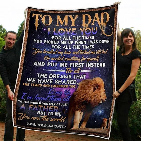 Gift For Father Blanket, To My Dad Lion You Are The World I Love You - Love From Daughter 1629341089499.jpg