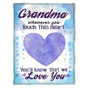 To My Grandma Whenever You Touch This Heart Love You Fleece Blanket Gift For Grandparents Gift From Granddaughter Gift For Grandson Home Decor Bedding Couch Sofa Soft and Comfy Cozy 1629342340870.jpg