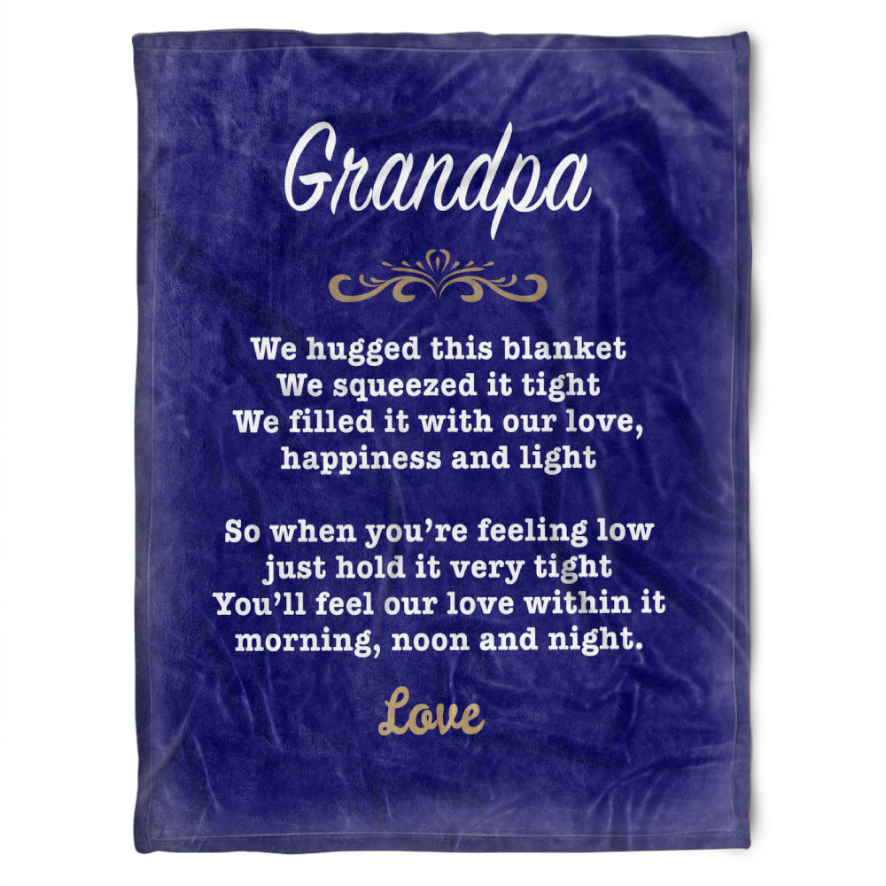To My Grandpa We Hugged This Blue Fleece Blanket Gift For Grandparents Gift From Granddaughter Gift For Grandson Home Decor Bedding Couch Sofa Soft and Comfy Cozy 1629342759292.jpg