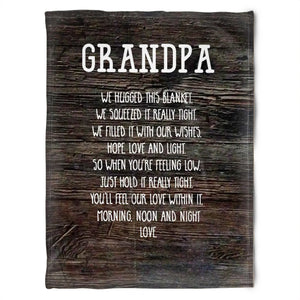 To My Grandpa We Hugged This Blanket Wooden Pattern Fleece Blanket Gift For Grandparents Gift From Granddaughter Gift For Grandson Home Decor Bedding Couch Sofa Soft and Comfy Cozy 1629346088418.jpg