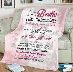 To My Friend Thanks For Standing When Times Get Hard Fleece Blanket Gift For Sister Birthday Gift Friend Gift For Her Gift Home Decor Bedding Couch Sofa Soft and Comfy Cozy 1629346760334.jpg