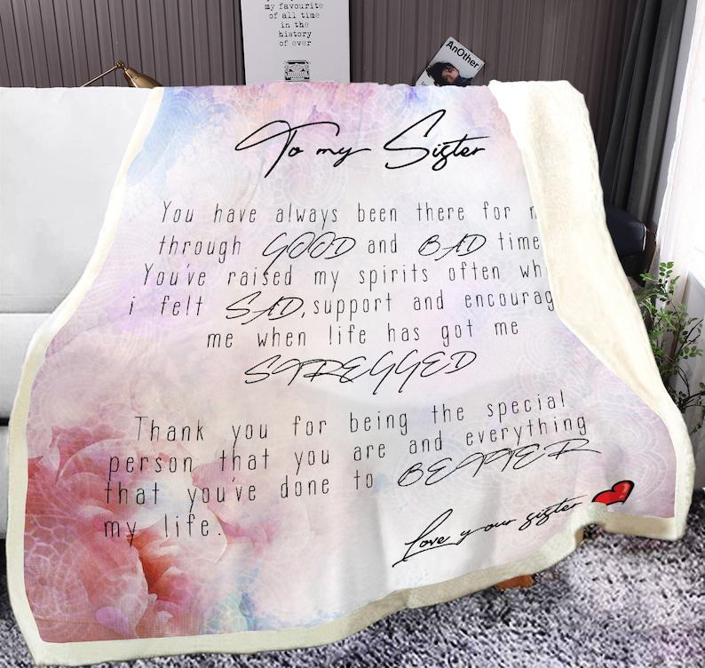 To My Sister You Have Raised My Spirits Fleece Blanket Gift For Sister Birthday Gift Friend Gift For Her Gift Home Decor Bedding Couch Sofa Soft and Comfy Cozy 1629346771309.jpg