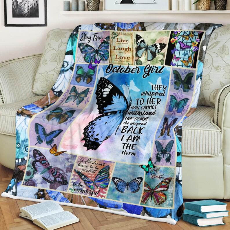 To My Friend Floral Flower Butterfly Lover Animal Insect Fleece Blanket Gift For Sister Birthday Gift Friend Gift For Her Gift Home Decor Bedding Couch Sofa Soft and Comfy Cozy 1629346892819.jpg