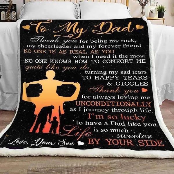 To My Dad To Happy Tears & Giggles Fleece Blanket Gift For Dad From Son Home Decor Bedding Couch Sofa Soft And Comfy Cozy 1629346939846.jpg