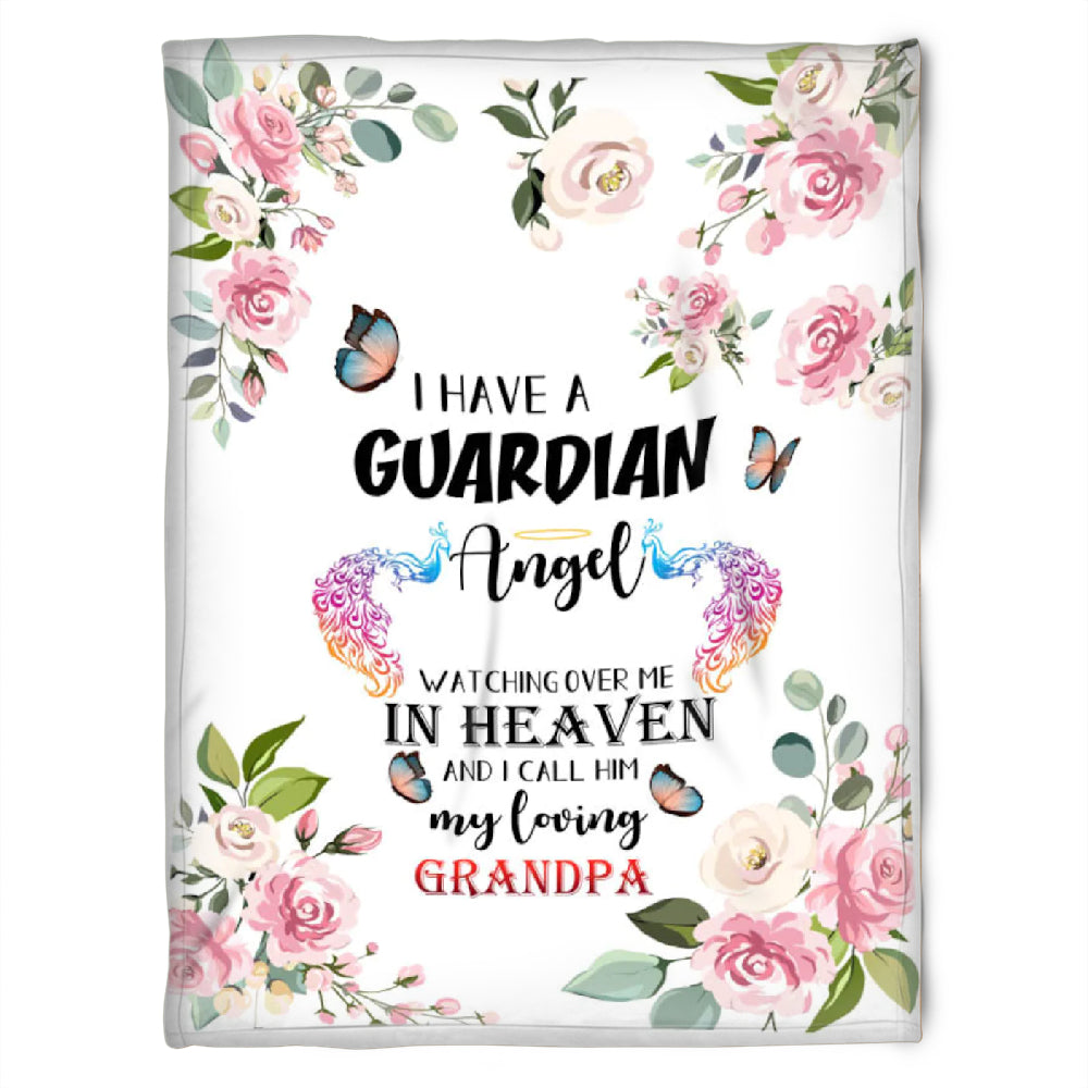 To My Grandpa I Have Huardian Angel My Loving Grandpa Fleece Blanket Gift For Grandparents Gift From Granddaughter Gift For Grandson Home Decor Bedding Couch Sofa Soft and Comfy Cozy 1629347277626.jpg