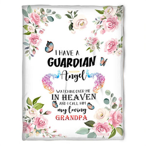 To My Grandpa I Have Huardian Angel My Loving Grandpa Fleece Blanket Gift For Grandparents Gift From Granddaughter Gift For Grandson Home Decor Bedding Couch Sofa Soft and Comfy Cozy 1629347277626.jpg