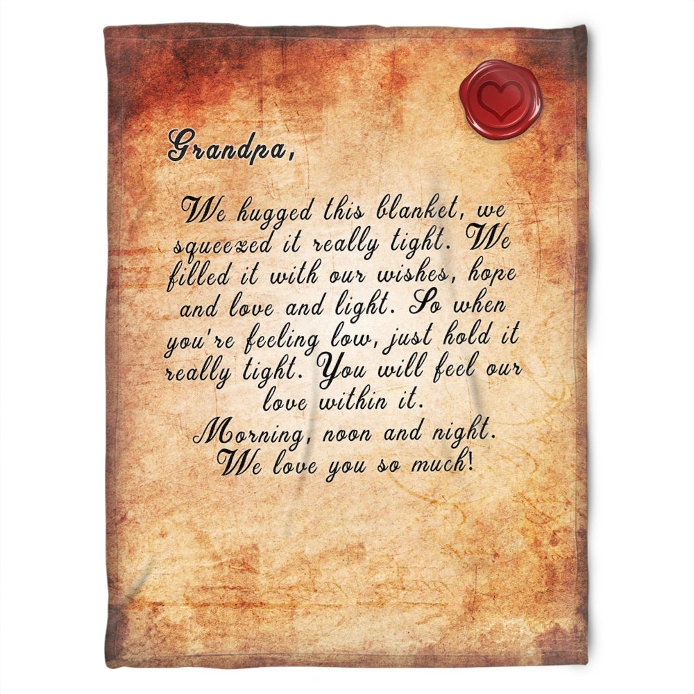 To My Grandpa We Hugged This Blanket We Squeezed It Really Tight Fleece Blanket Gift For Grandparents Gift From Granddaughter Gift For Grandson Home Decor Bedding Couch Sofa Soft and Comfy Cozy 1629347393149.jpg