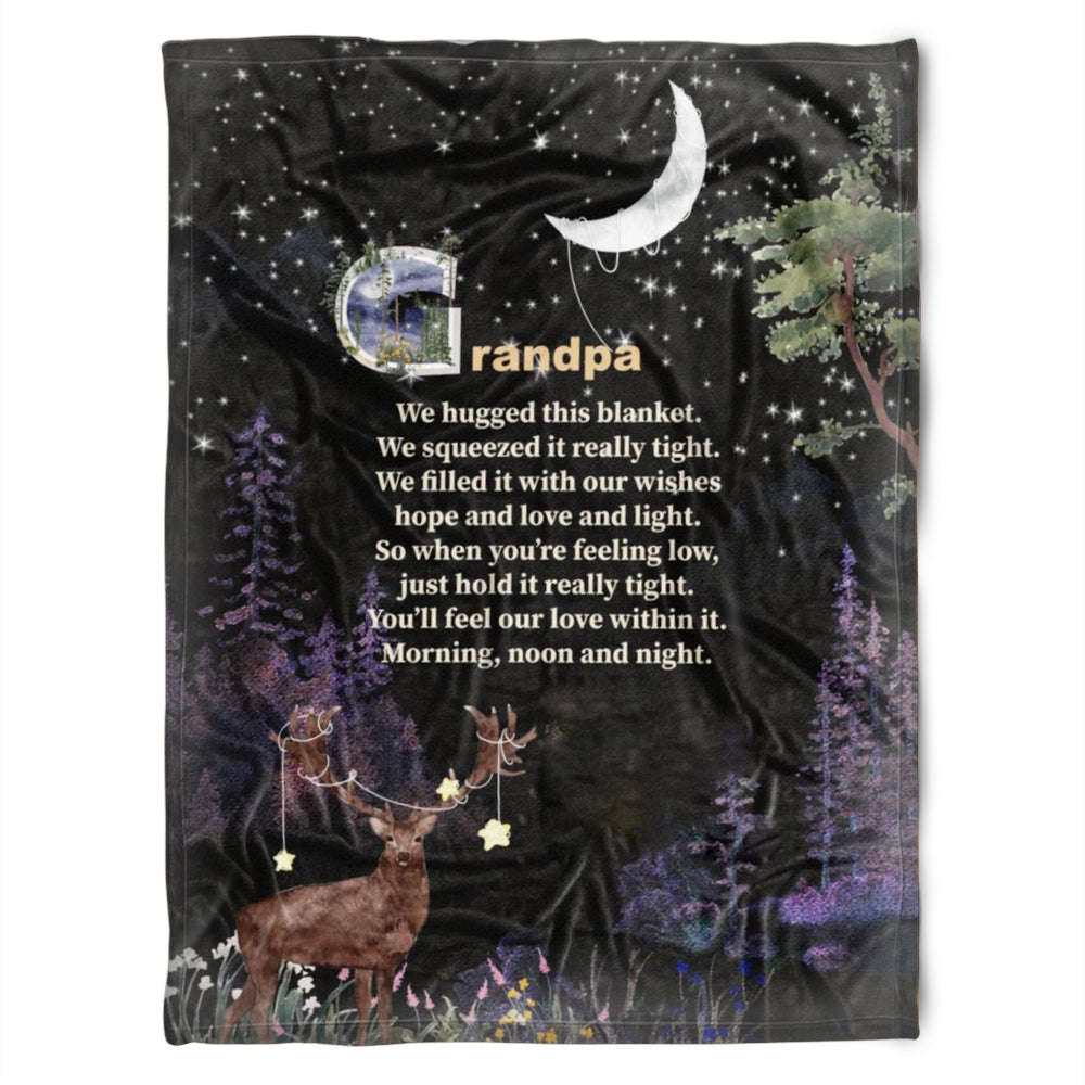 To My Grandpa Deer And Galaxy Night We Hugged This Fleece Blanket Gift For Grandparents Gift From Granddaughter Gift For Grandson Home Decor Bedding Couch Sofa Soft and Comfy Cozy 1629347814671.jpg