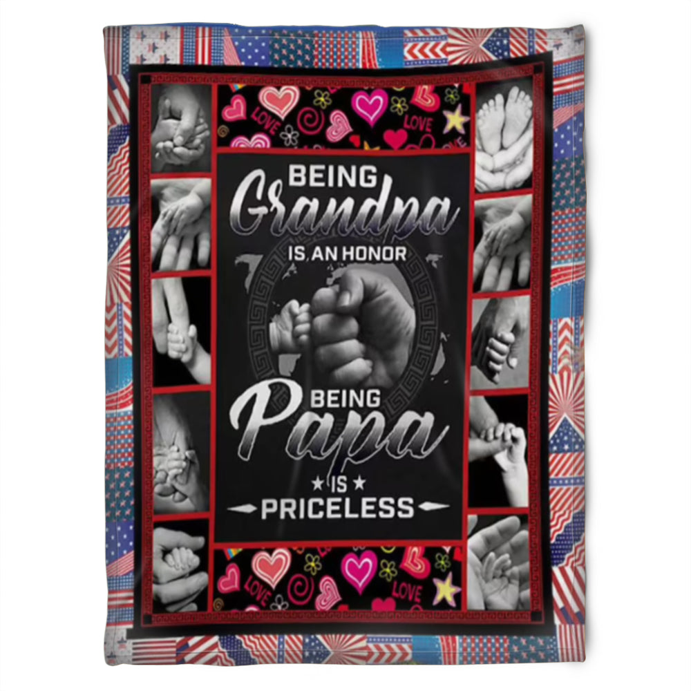 To My Grandpa Being Grandpa Is An Honor Fleece Blanket Gift For Grandparents Gift From Granddaughter Gift For Grandson Home Decor Bedding Couch Sofa Soft and Comfy Cozy 1629349195784.jpg