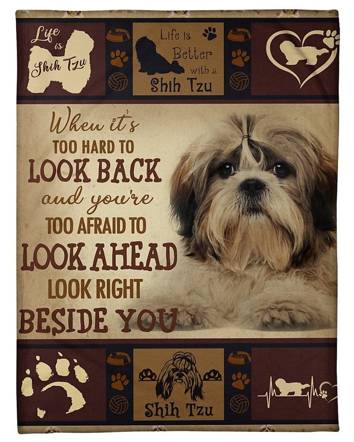 Dog Blanket - Shih Tzu Beside You Fleece Blanket Gift Valentines Day Shih Tzu Lover Family Friend Birthday Gift Home Decor Bedding Couch Sofa Soft And Comfy Cozy 1629365029564.jpg