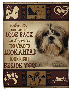 Dog Blanket - Shih Tzu Beside You Fleece Blanket Gift Valentines Day Shih Tzu Lover Family Friend Birthday Gift Home Decor Bedding Couch Sofa Soft And Comfy Cozy 1629365029564.jpg