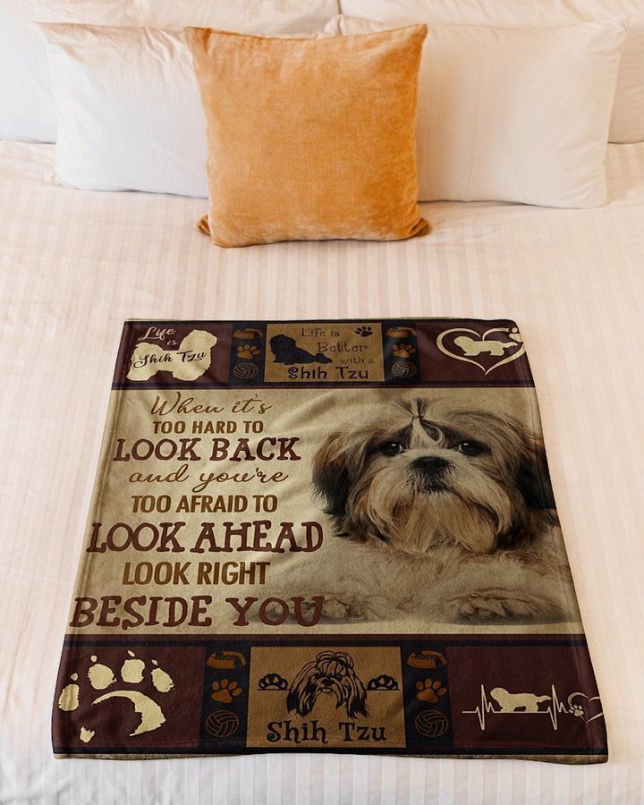 Dog Blanket - Shih Tzu Beside You Fleece Blanket Gift Valentines Day Shih Tzu Lover Family Friend Birthday Gift Home Decor Bedding Couch Sofa Soft And Comfy Cozy 1629365029578.jpg