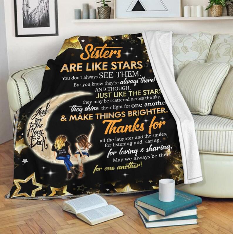 To My Sister Love You To The Moon Quilt Fleece Blanket ,Mink Blanket,Sherpa Blanket,Gifts For Sister Family Home Decor Bedding Couch Sofa Soft and Comfy 1629517901497.jpg