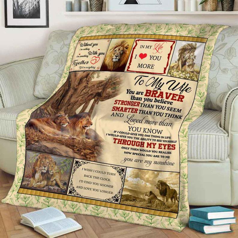 Gift For Wife Blanket, To My Wife You Are Braver Than You Believe Fleece Blanket Animals 1629683725844.jpg