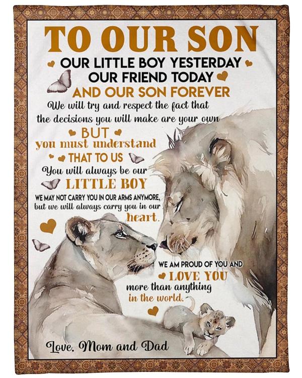 Gift For Son Blanket, To My Son Our Son Forever Fleece Blanket Lion For Family 1629685350746.jpg