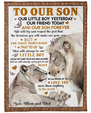 Gift For Son Blanket, To My Son Our Son Forever Fleece Blanket Lion For Family 1629685350746.jpg