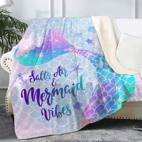 Bonsai Tree Mermaid Blanket, Cute Mermaid Tail Scales Fuzzy Soft Cozy Warm Sherpa Throw Blanket For Girls Women, Thick 1629687800530.jpg