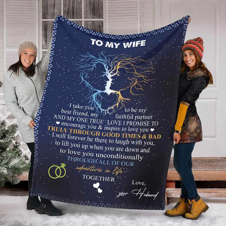 To My Wife Blanket, My Faithful Partner And My One True Love I Promisse To Encourage You Gift For Wife From Husband Birthday Gift Home Decor Bedding Couch Sofa Soft And Comfy Cozy 1629704049467.png