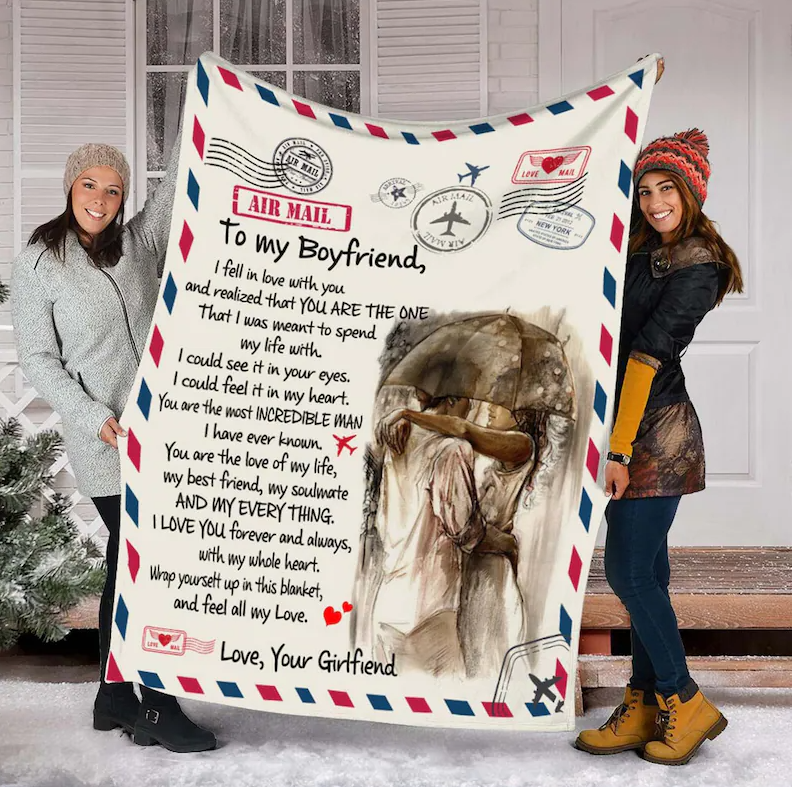 Boyfriend Blanket, I Fell In Love Wwith You And Realized That You Are The One Gift For Boyfriend From Girlfriend Birthday Gift Home Decor Bedding Couch Sofa Soft And Comfy Cozy 1629706129592.png