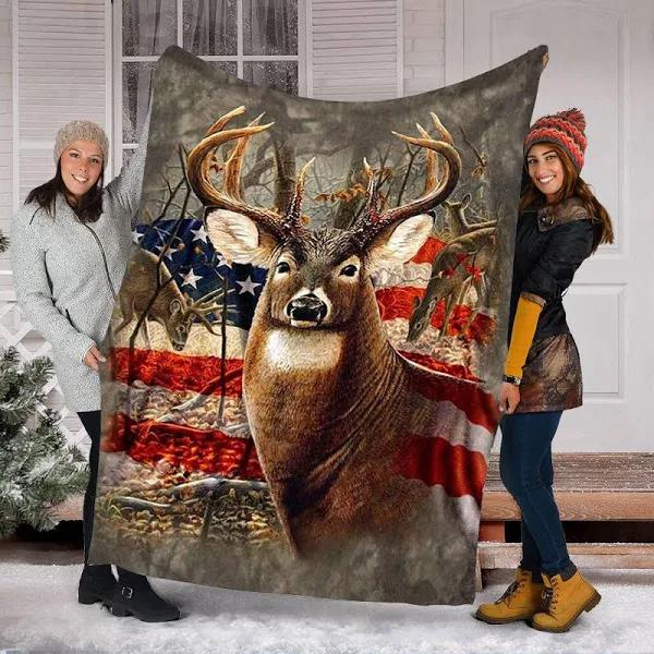 Deer Hunting Blanket, Beautiful Deer American 1629769329136.jpg