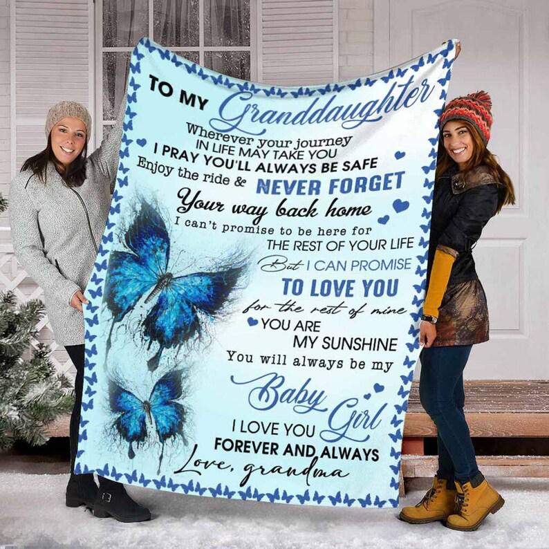 To My Granddaughter,butterfly Blanket, You Way Back Home, I Can't Promise To Be Here For, Gift For Granddaughter Family Home Decor Bedding Couch Sofa Soft And Comfy Cozy 1629769854485.jpg