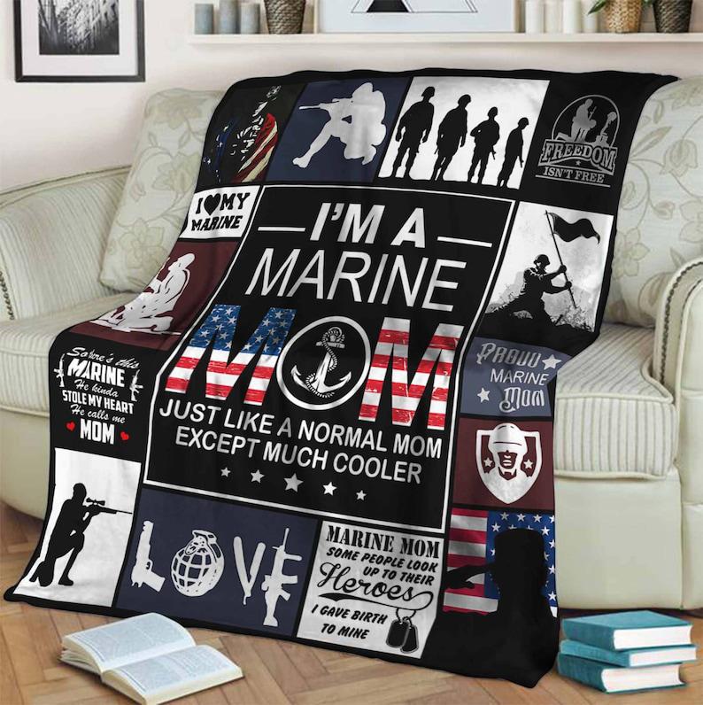 Marine Mom Blanket, Fleece Blanket, Mink Blanket 1629774065203.jpg