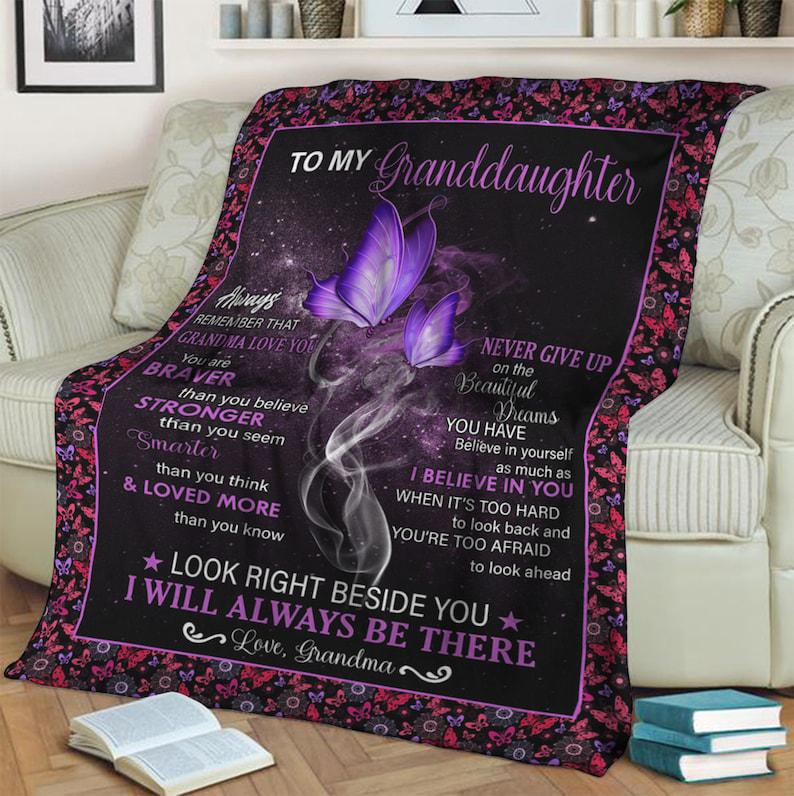 To My Granddaughter From Grandma Remember That Grandma Love You Fleece Blanket, Gift For  Granddaughter Family Home Decor Bedding Couch Sofa Soft And Comfy Cozy 1629776216902.jpg